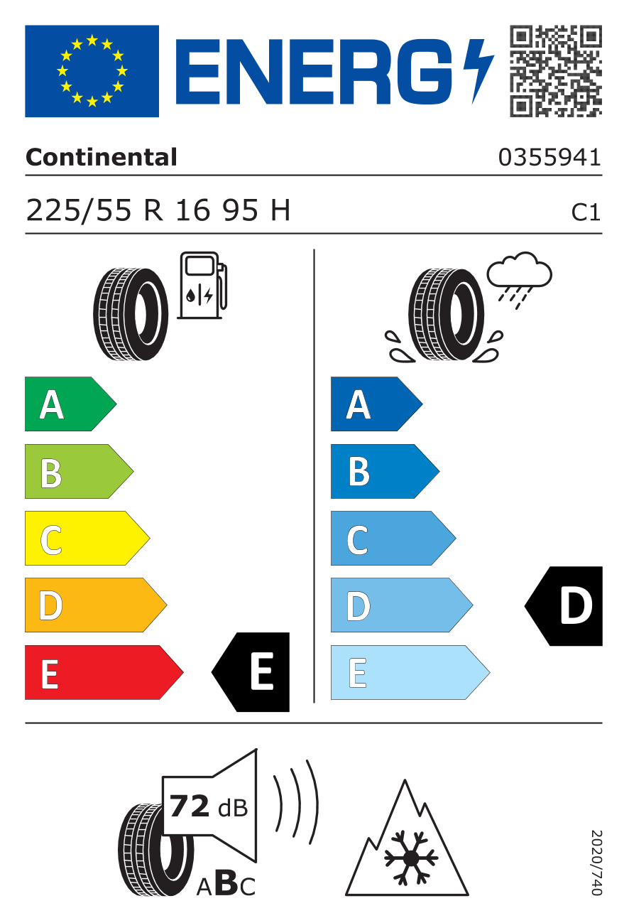 CONTINENTAL ContiWinterContact TS 830P RFT BMW 225/55 R16 95H - европейски етикет