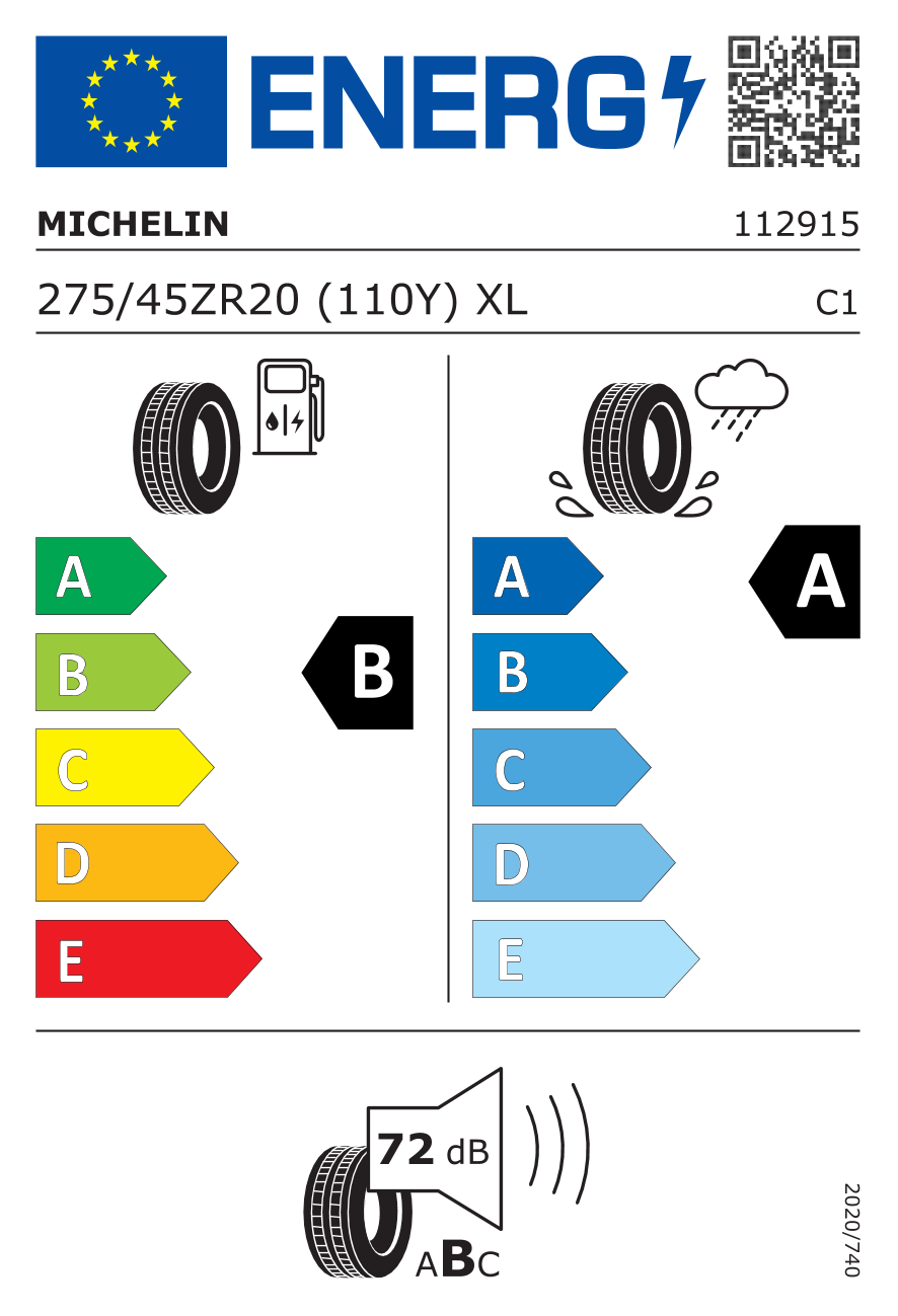 MICHELIN Pilot Sport 5 XL 275/45 R20 110Y - европейски етикет