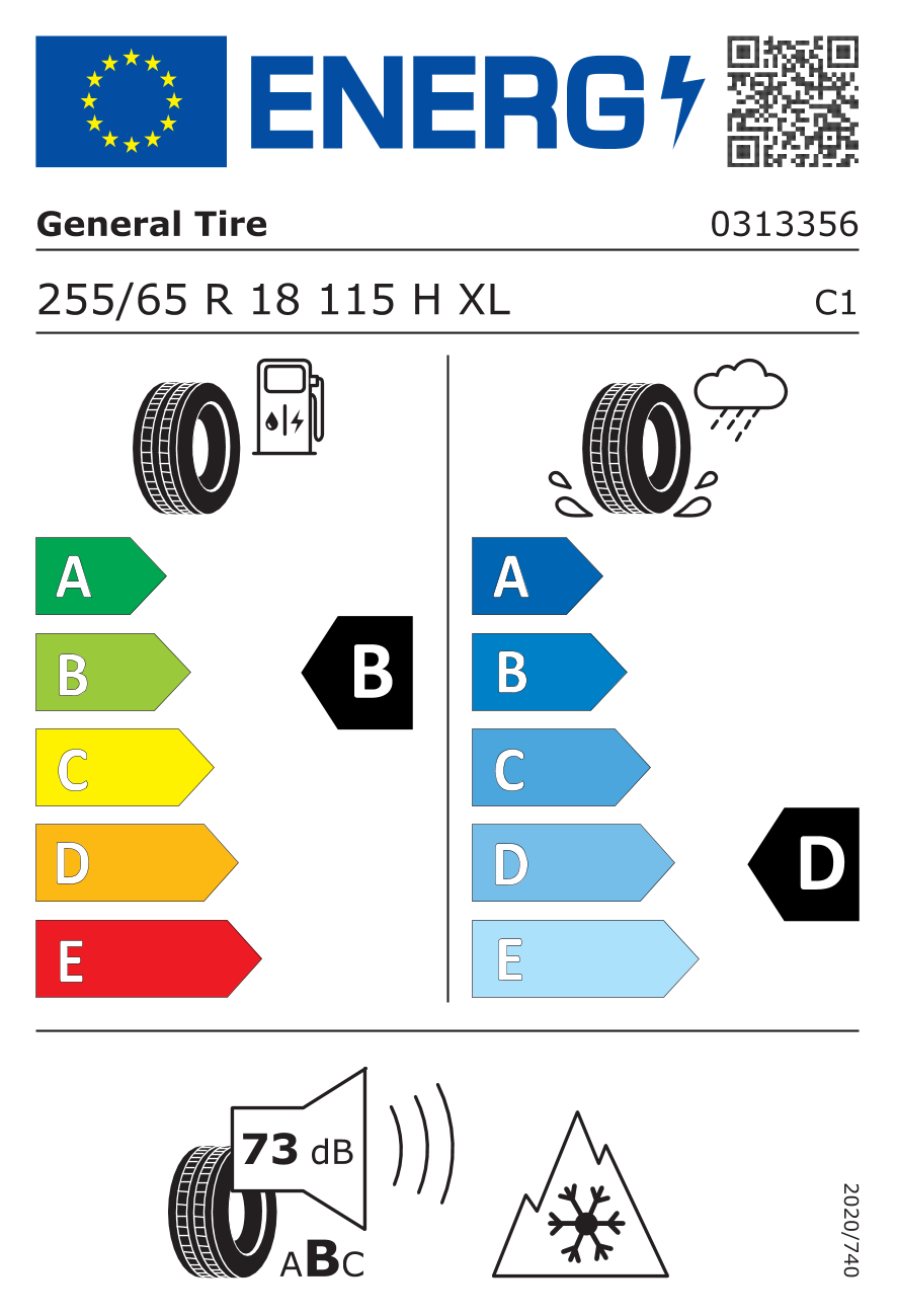 GENERAL GRABATSPW XL 255/65 R18 115H - европейски етикет