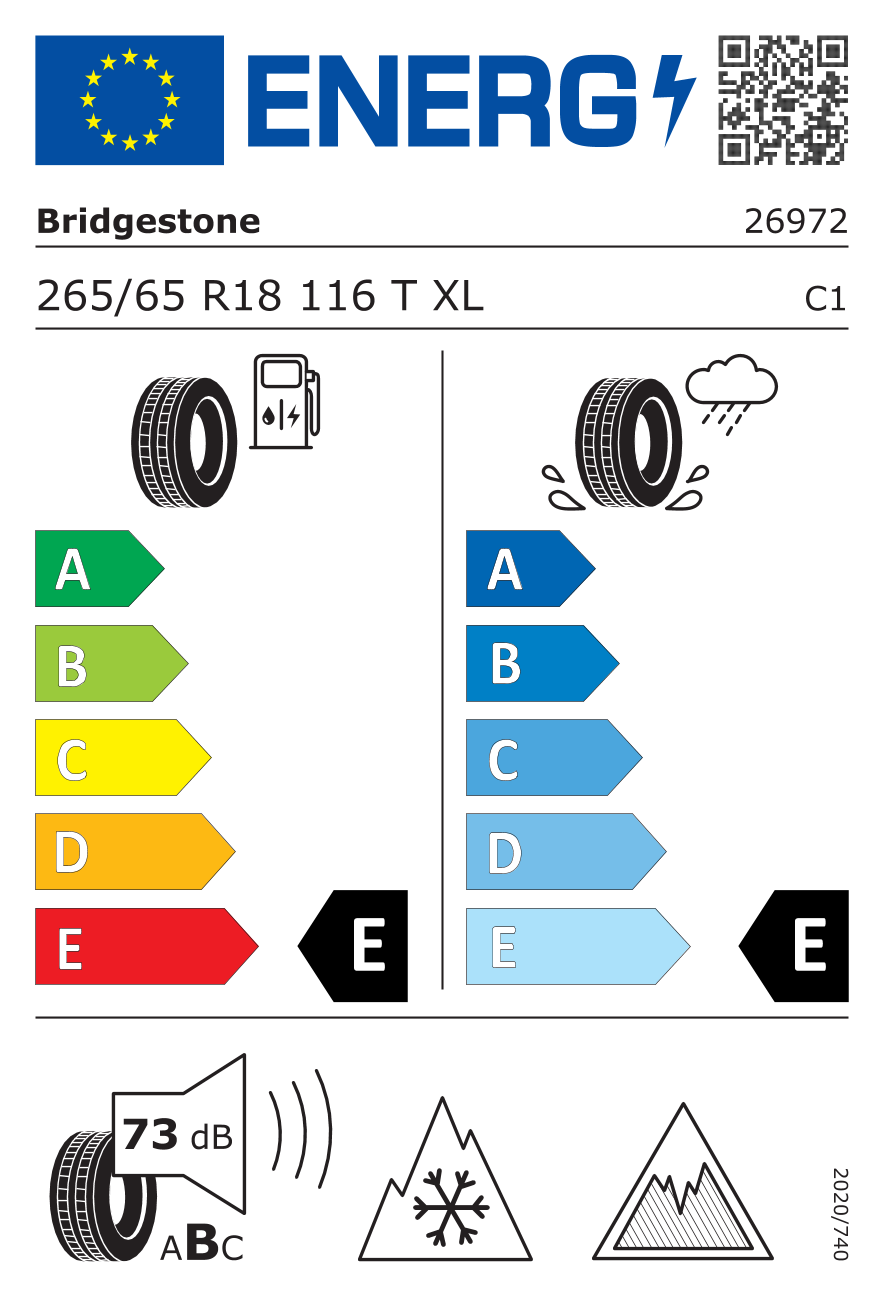 BRIDGESTONE Blizzak DM V3 XL 265/65 R18 116T - европейски етикет