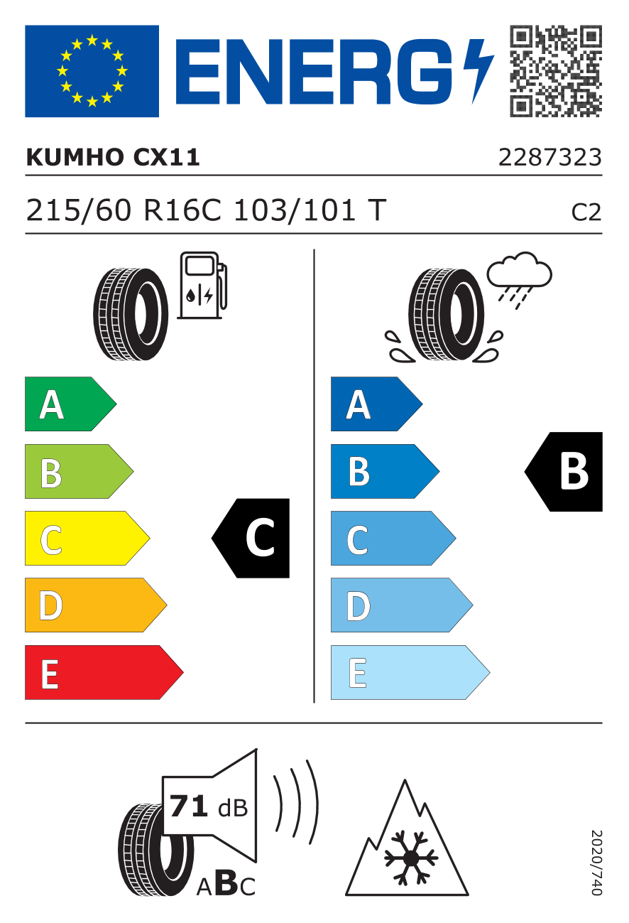 KUMHO PorTran 4S CX11 215/60 R16 103T - европейски етикет