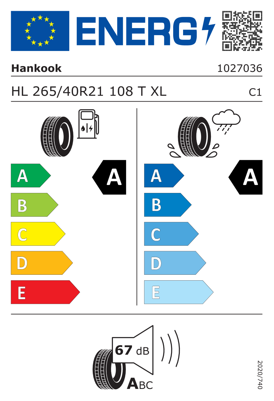 HANKOOK K127EEVSGH 265/40 R21 108T - европейски етикет