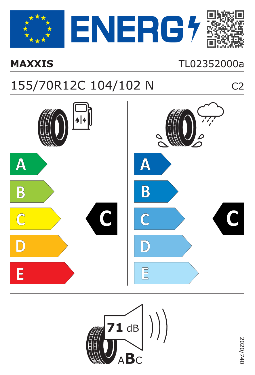 MAXXIS UE-168N 155/70 R12 104N - европейски етикет
