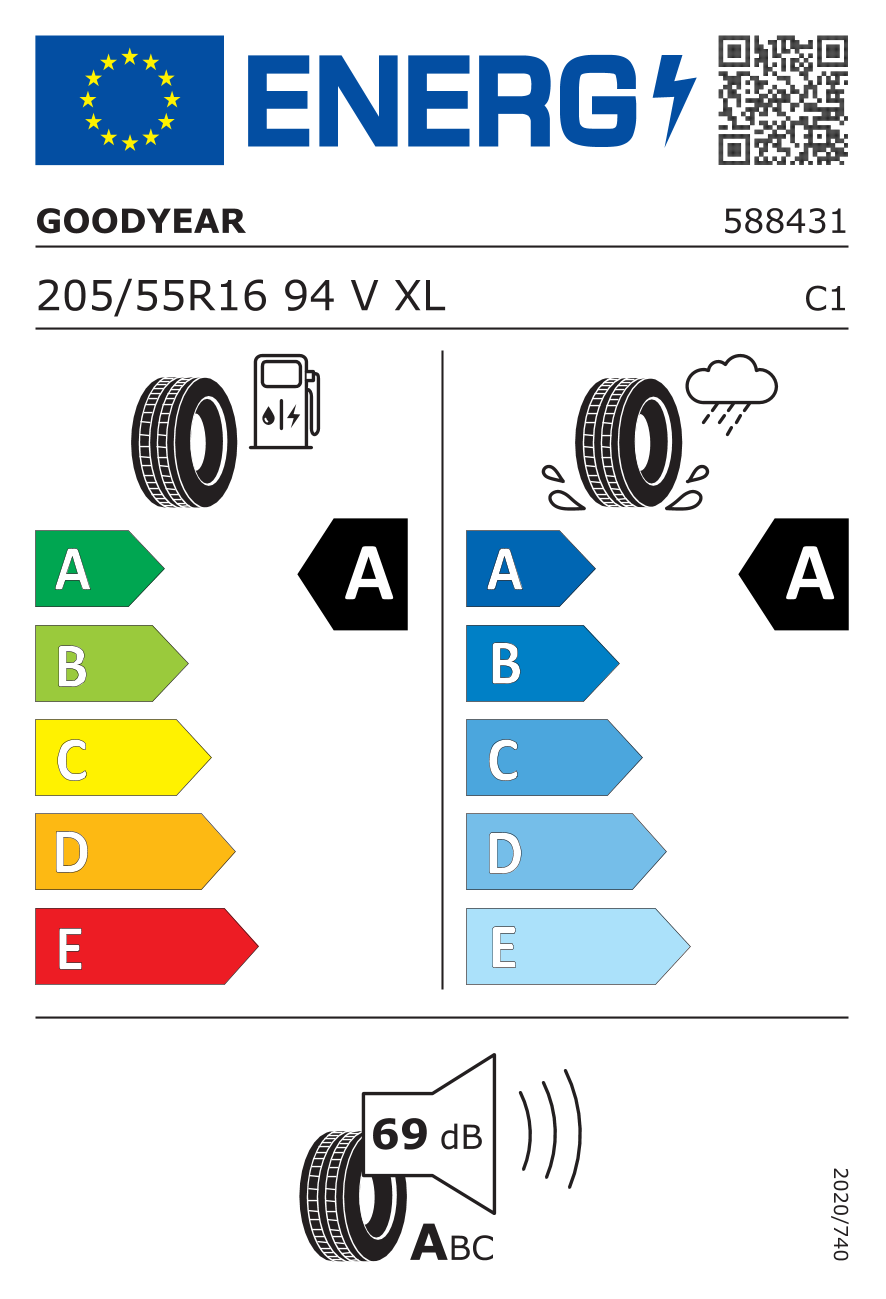 GOODYEAR EFFICIENTGRIP PERFORMANCE 2 XL 205/55 R16 94V - европейски етикет