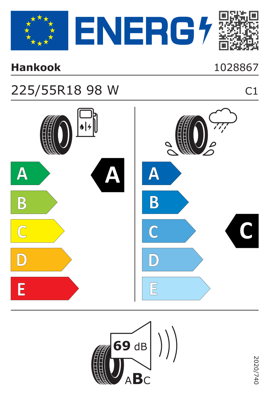 HANKOOK K127E SOUND ABSORBER 225/55 R18 98W - европейски етикет