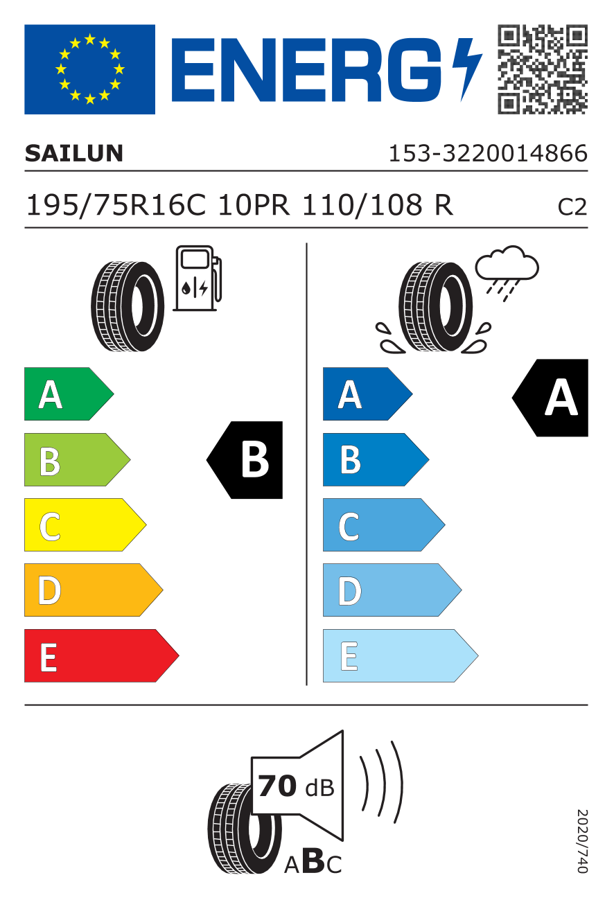 Sailun Commercio PRO BSW C PR10 195/75 R16 110R - европейски етикет