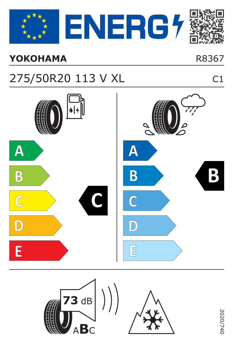 YOKOHAMA V906 BLUEARTH XL 275/50 R20 113V - европейски етикет