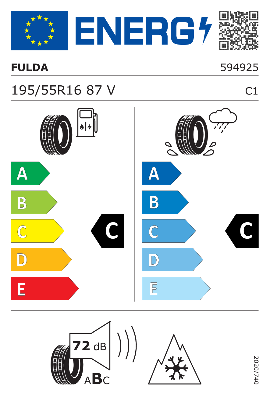 FULDA MULTICONTROL 195/55 R16 87V - европейски етикет