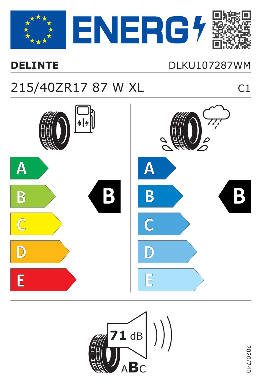 DELINTE DS2XL XL 215/40 R17 87W - европейски етикет