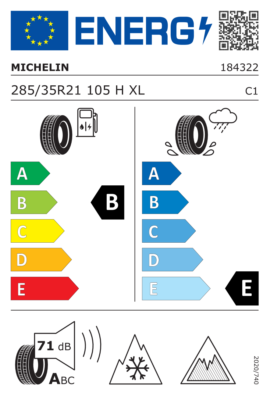 MICHELIN X-Ice Snow SUV RG XL 285/35 R21 105H - европейски етикет