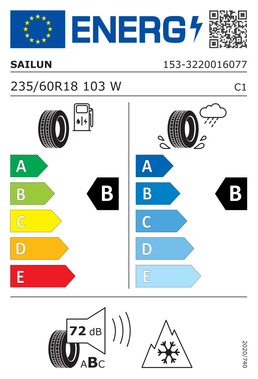 Sailun Atrezzo 4 Seasons PRO BSW EV 235/60 R18 103W - европейски етикет