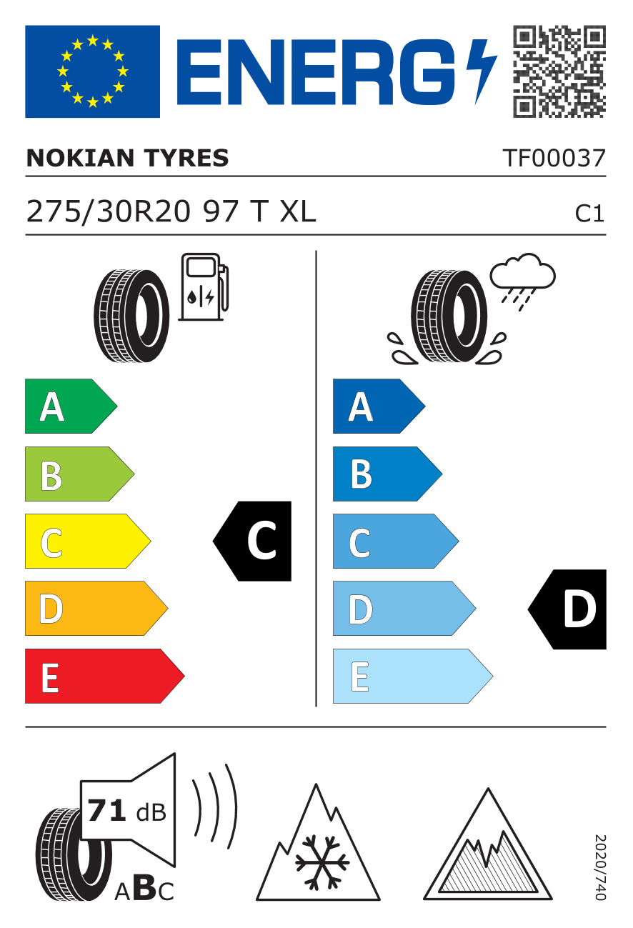 NOKIAN Hakkapeliitta R5 XL EV 275/30 R20 97T - европейски етикет