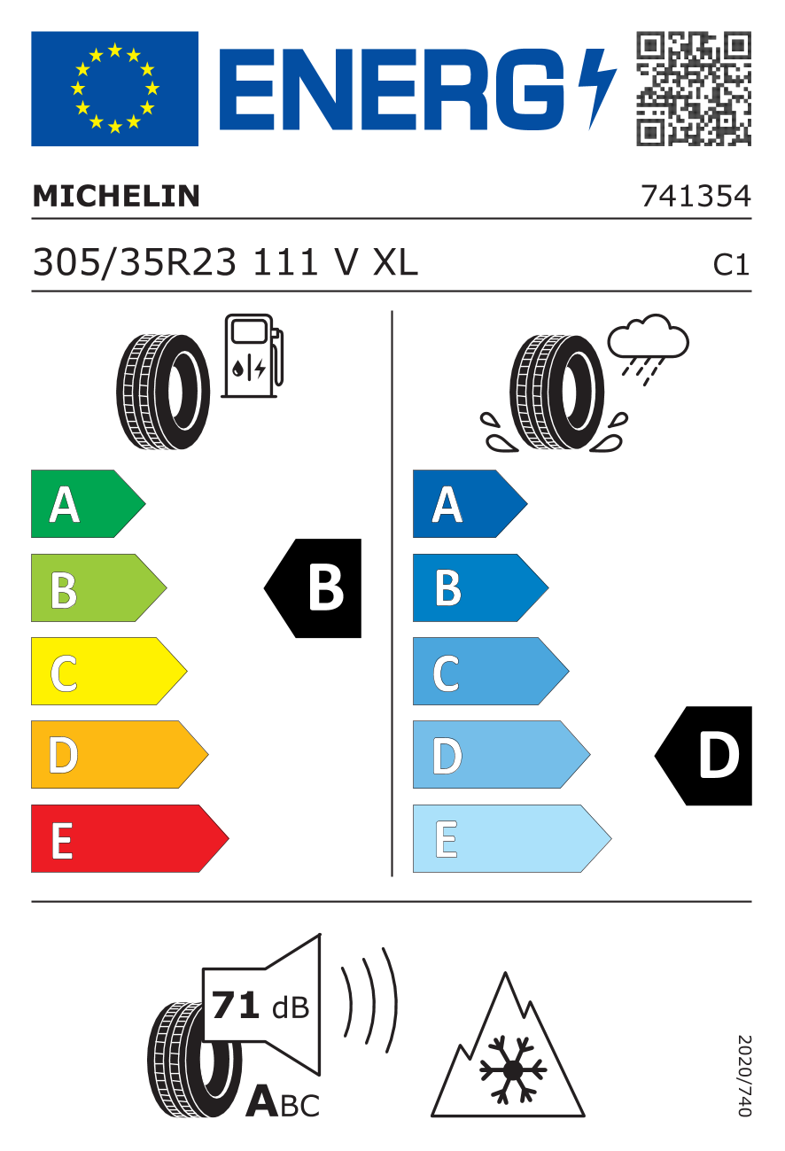 MICHELIN PILOT ALPIN 5 XL 305/35 R23 111V - европейски етикет
