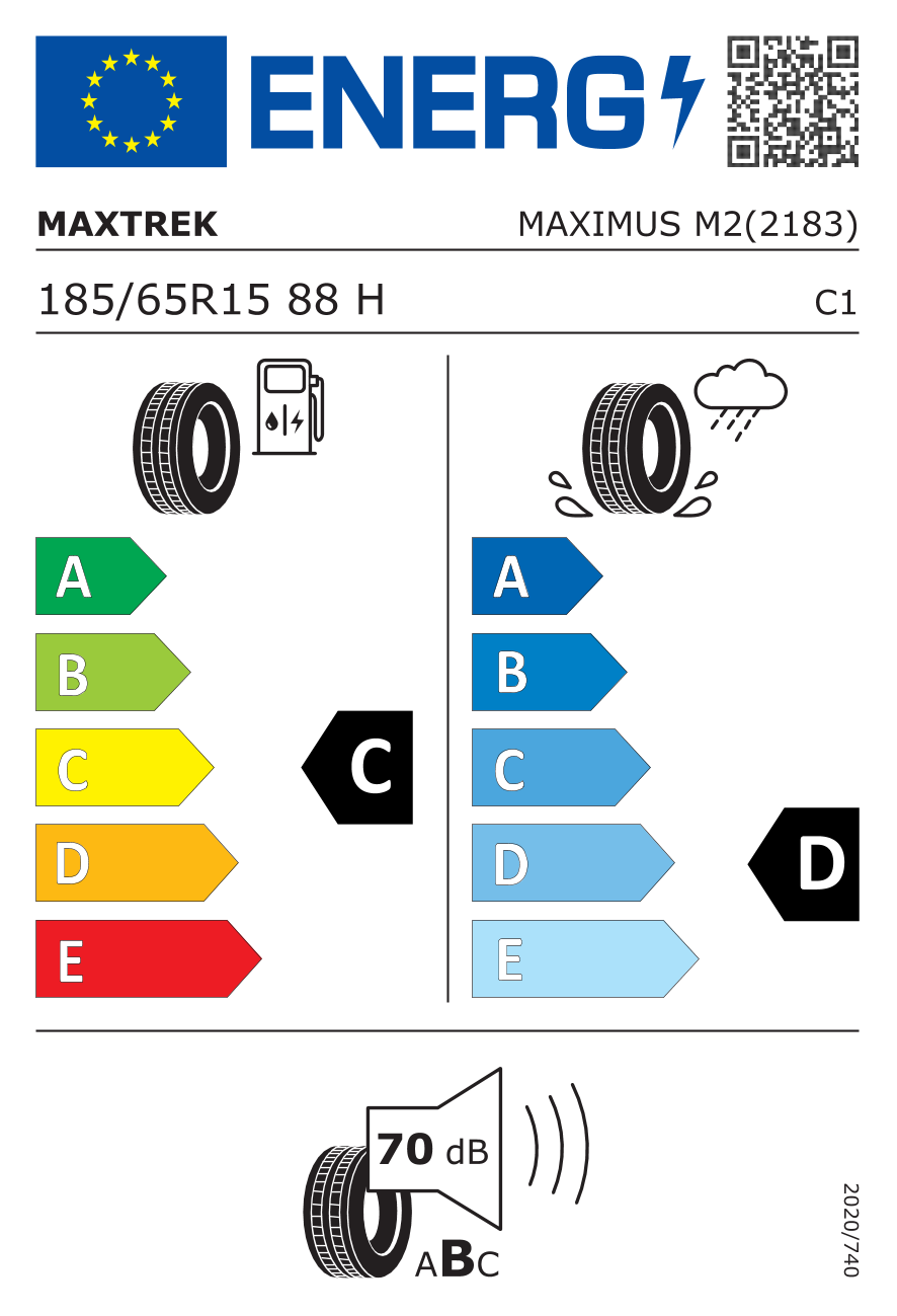 Maxtrek MAXIMUS M2 185/65 R15 88H - европейски етикет