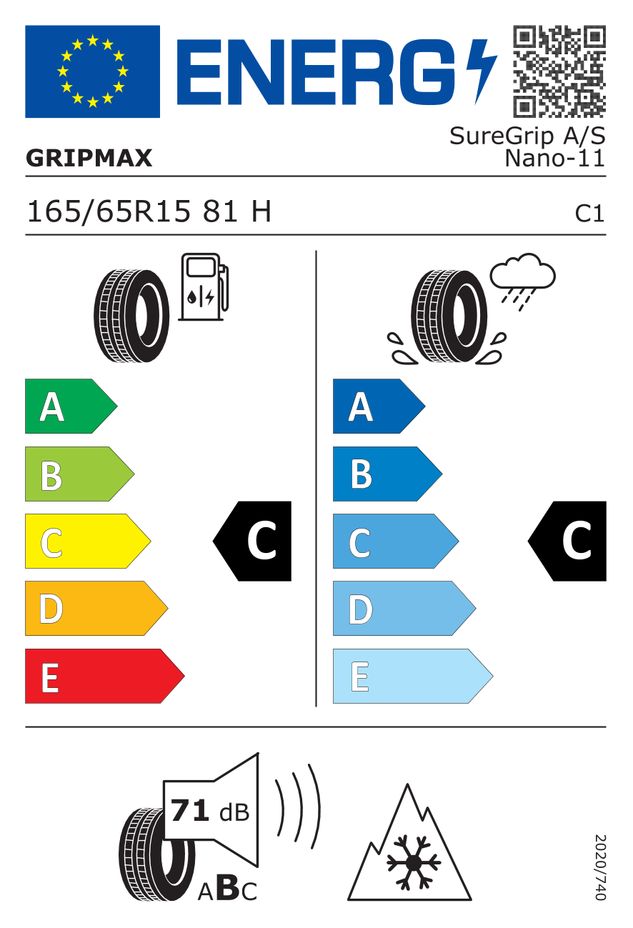 GRIPMAX SUREGRIP A/S NANO 165/65 R15 81H - европейски етикет
