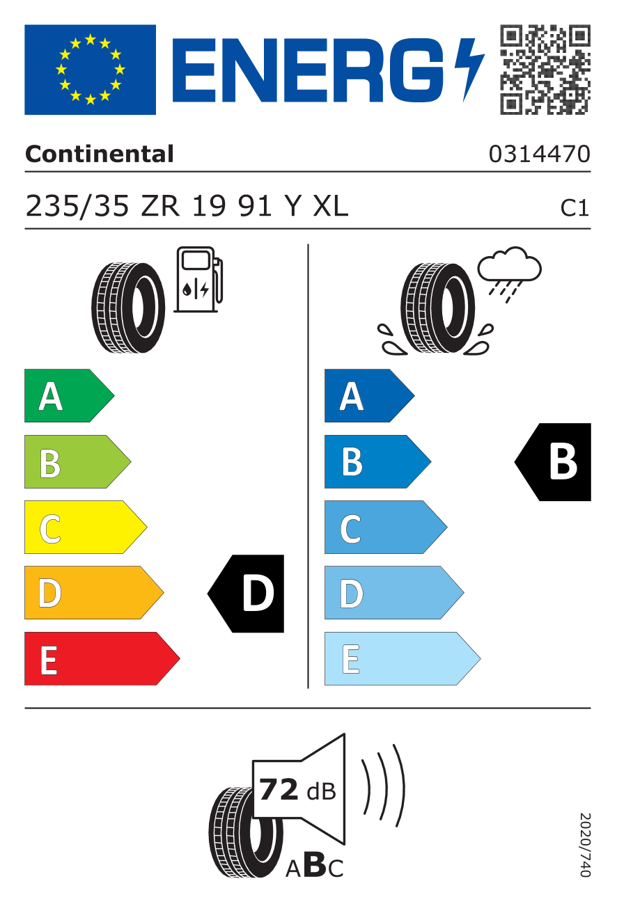 CONTINENTAL CSC6MO1XL XL 235/35 R19 91Y - европейски етикет