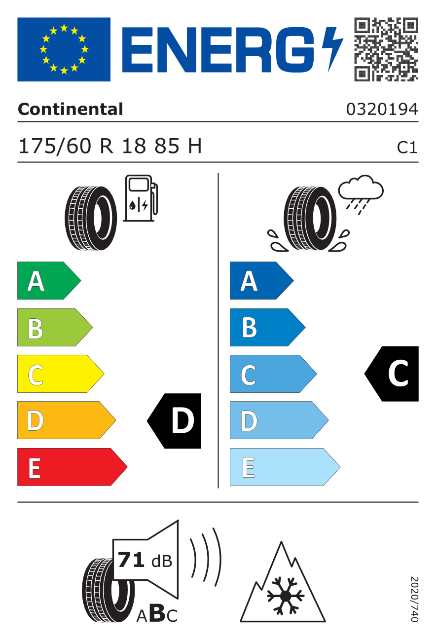 CONTINENTAL TS-870 175/60 R18 85H - европейски етикет