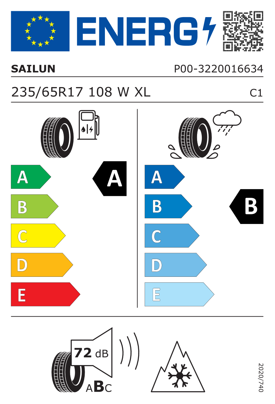Sailun Atrezzo 4 Seasons PRO BSW XL 235/65 R17 108W - европейски етикет