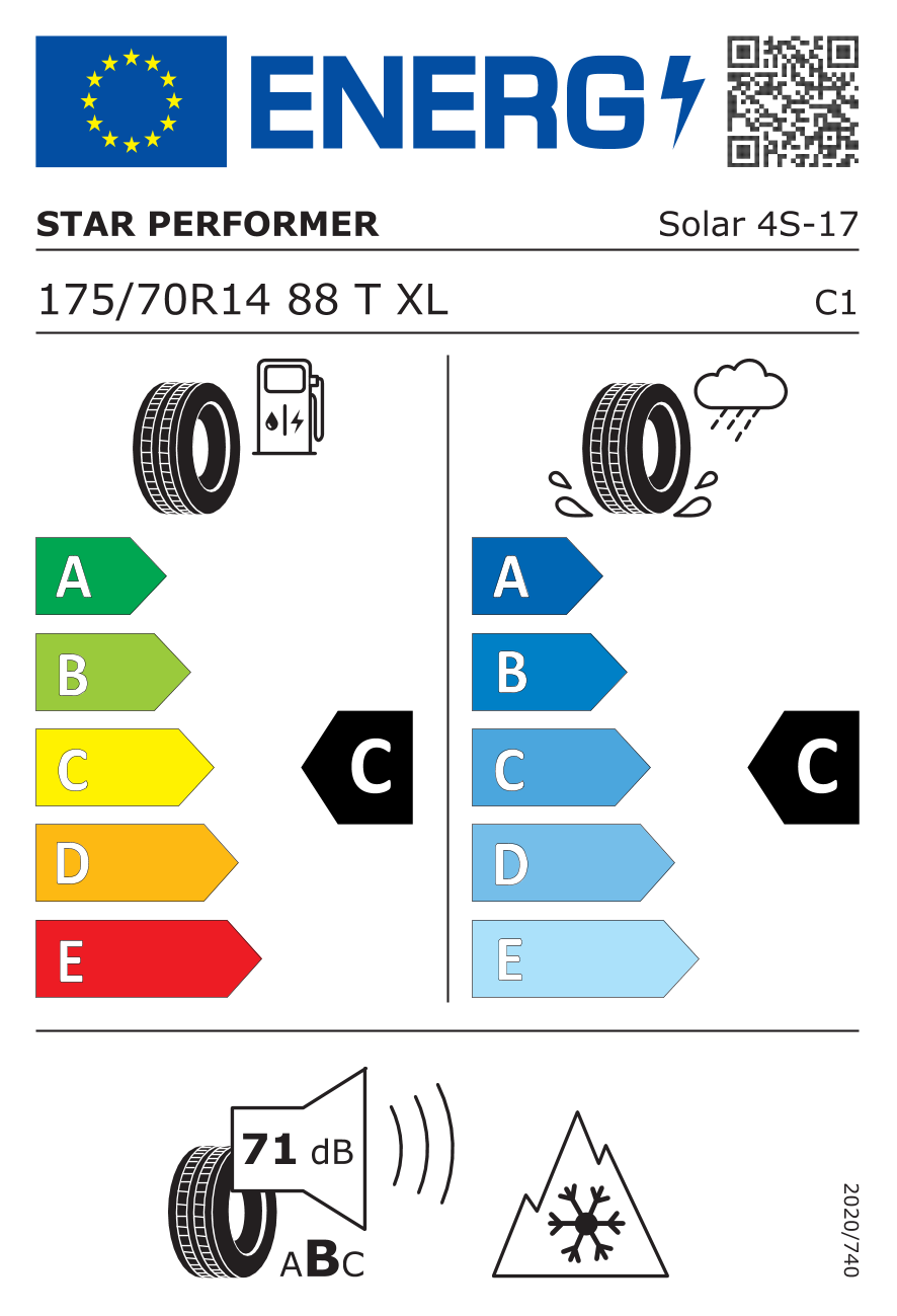 Star Performer Solar - 4S XL 175/70 R14 88T - европейски етикет