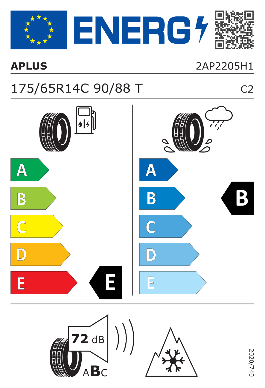APLUS A869 175/65 R14 90T - европейски етикет