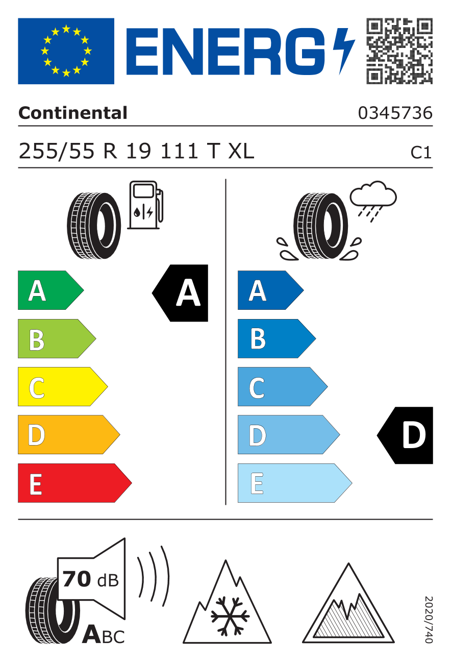 CONTINENTAL VikingContact 8 XL 255/55 R19 111T - европейски етикет