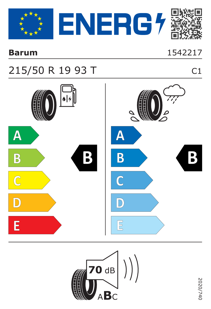 BARUM BRAVURIS 6 215/50 R19 93T - европейски етикет