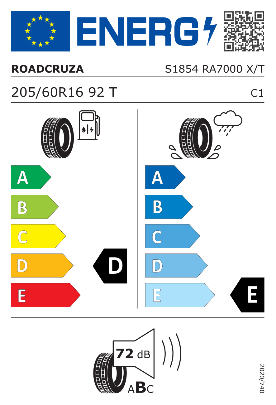 Roadcruza RA7000 XT 205/60 R16 92T - европейски етикет
