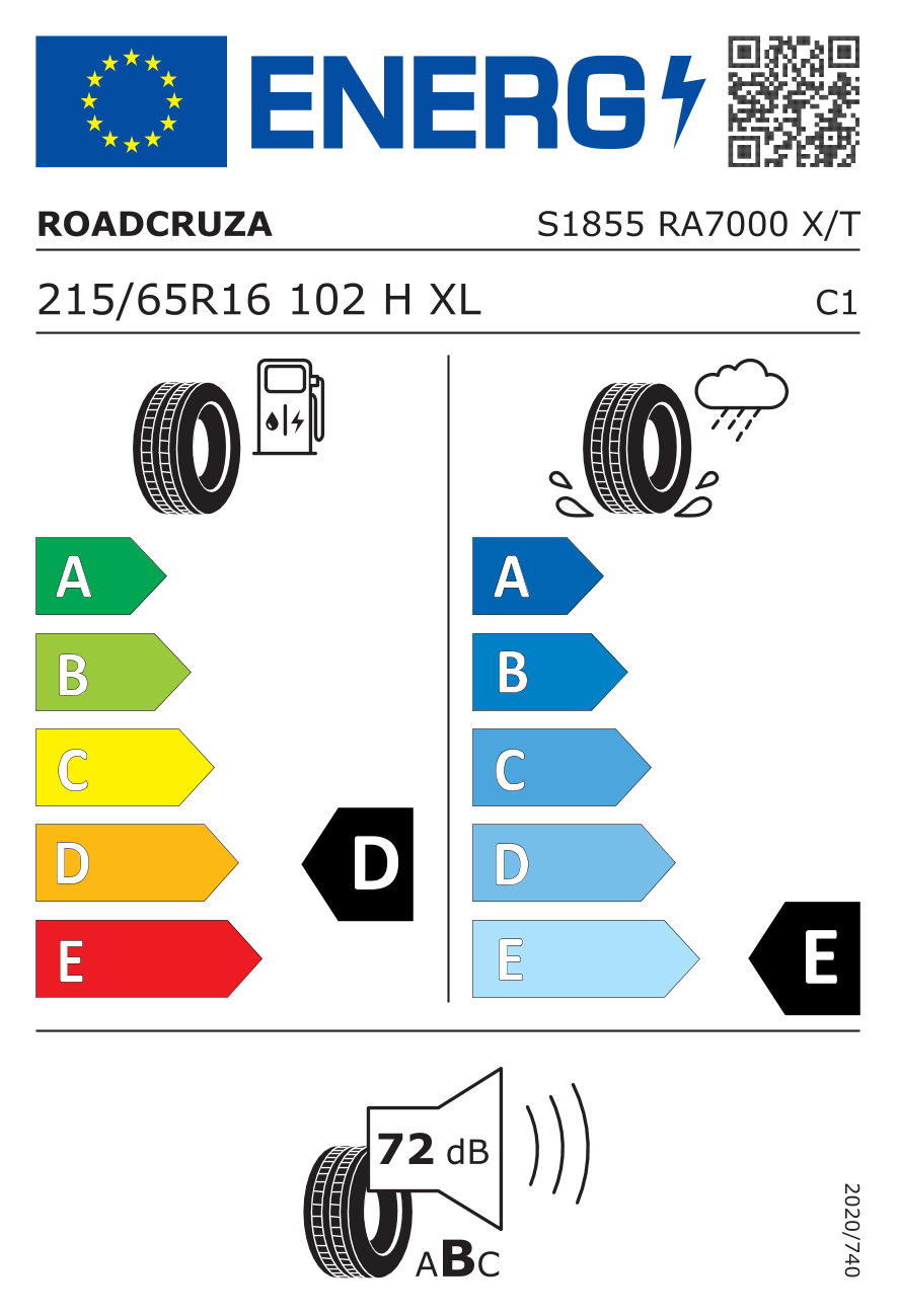 Roadcruza RA7000 XT XL 215/65 R16 102H - европейски етикет