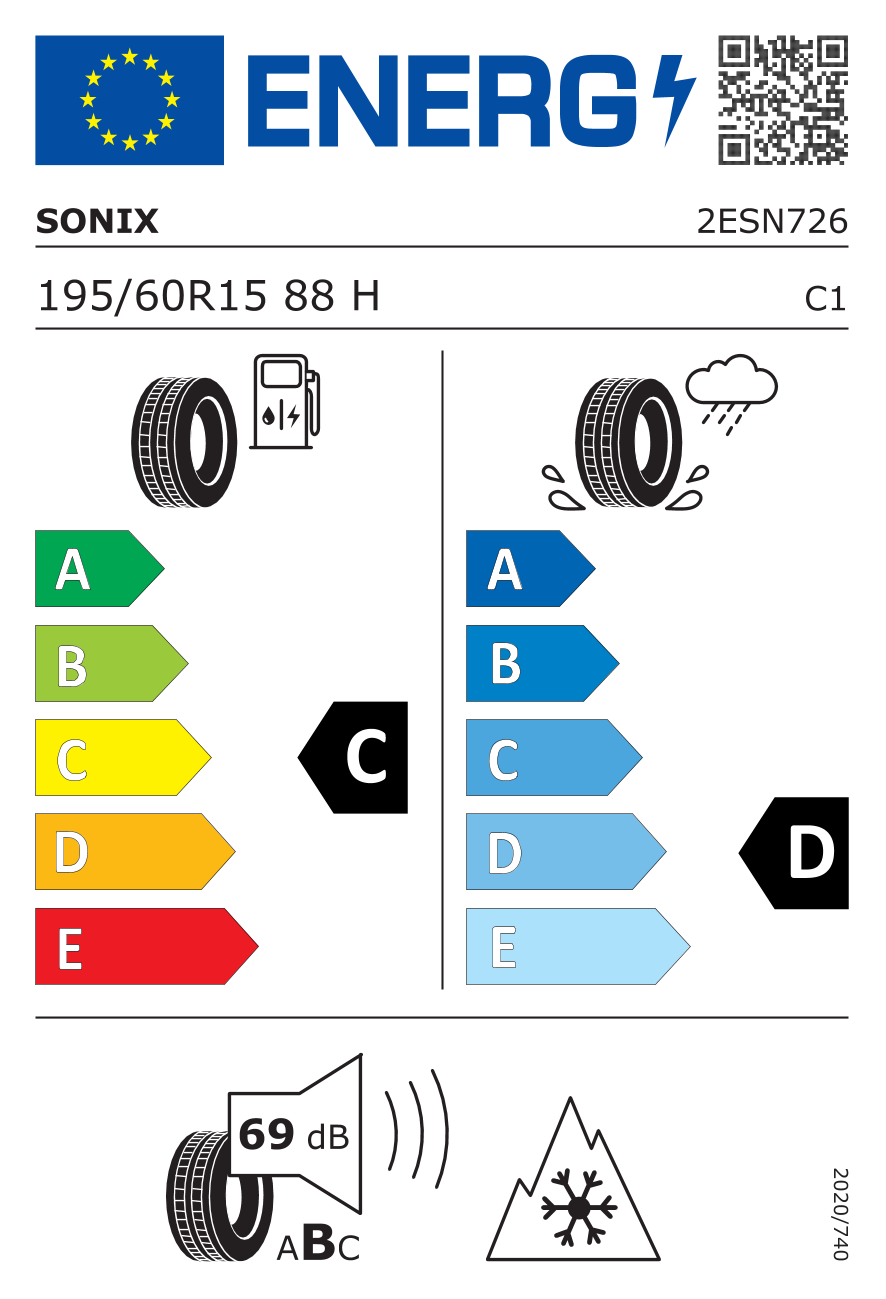 SONIX WINTERXPRO 888 195/60 R15 88H - европейски етикет