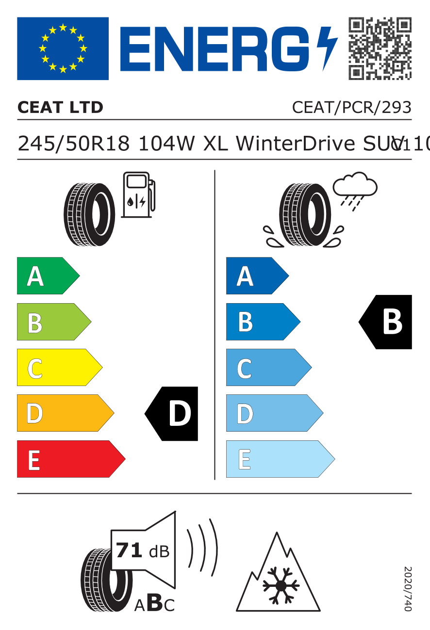 Ceat Winter Drive SUV XL 245/50 R18 104W - европейски етикет
