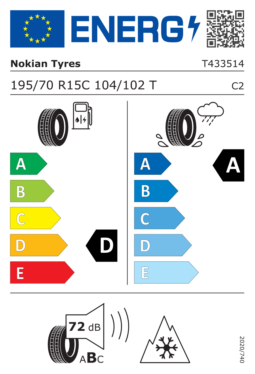 NOKIAN Seasonproof C1 195/70 R15 104T - европейски етикет