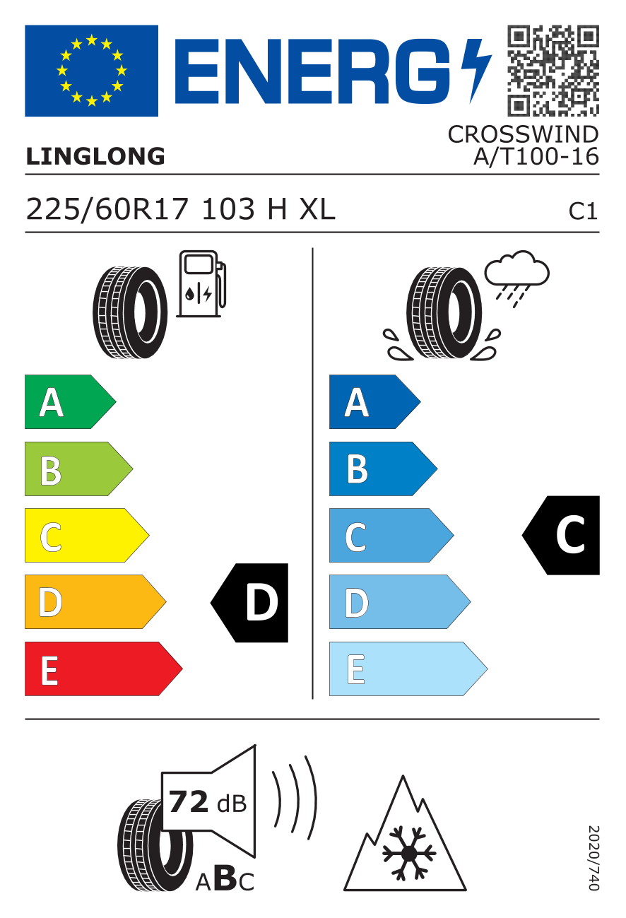 LINGLONG Crosswind AT 100 ALLSEASON XL 225/60 R17 103H - европейски етикет