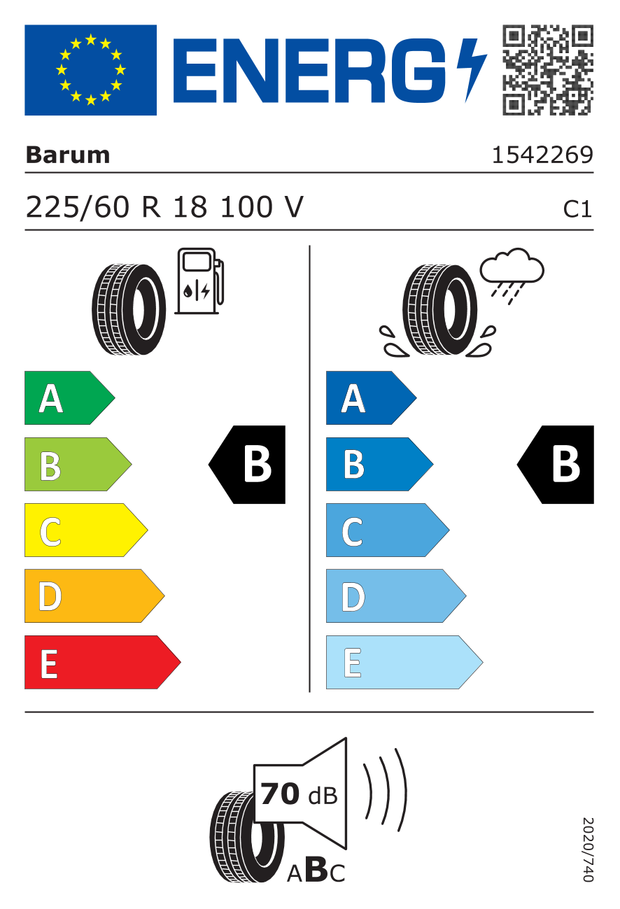 BARUM BRAVURIS 6 225/60 R18 100V - европейски етикет