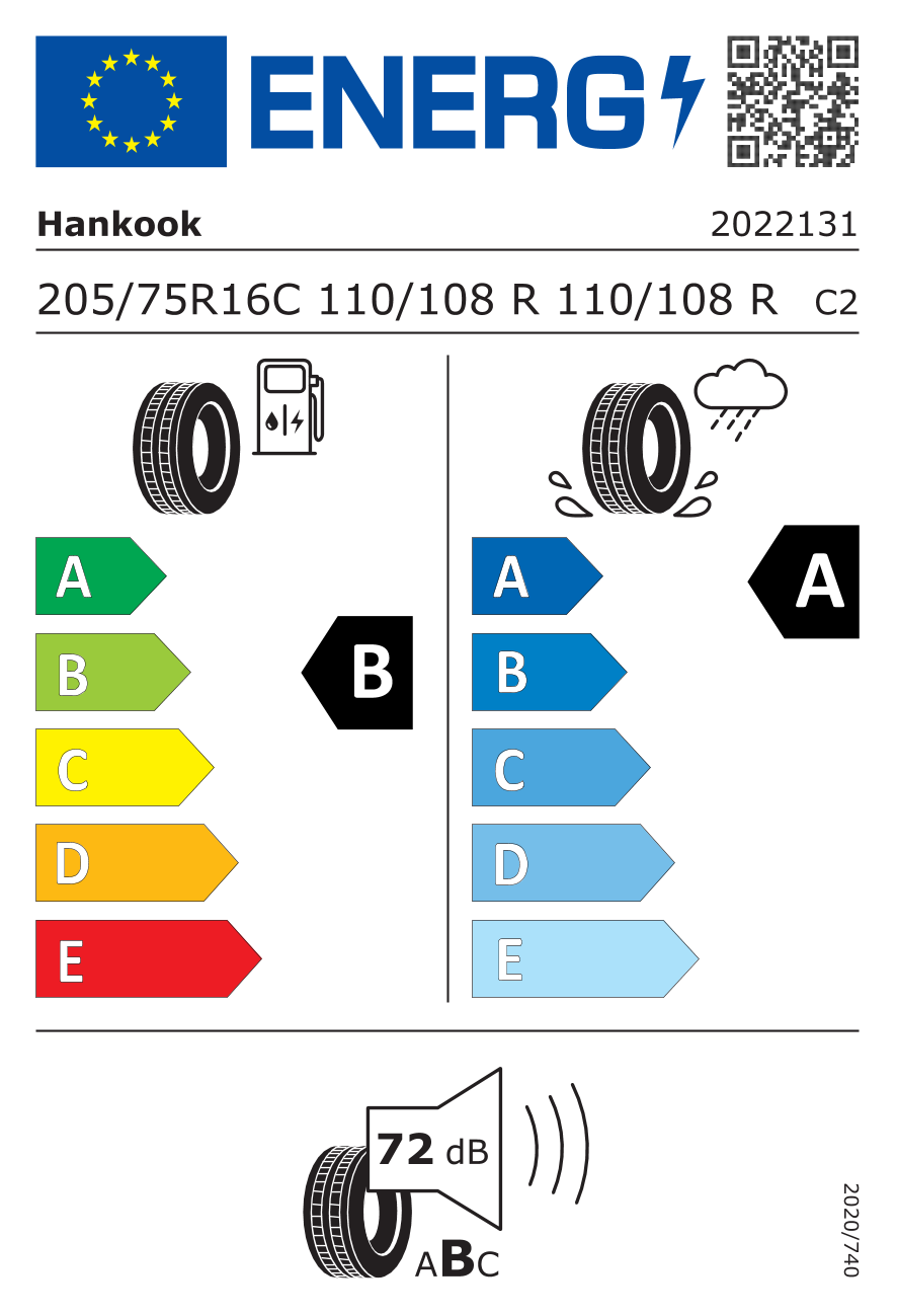 HANKOOK Vantra Transit RA58 C PR8 SBL 205/75 R16 110R - европейски етикет