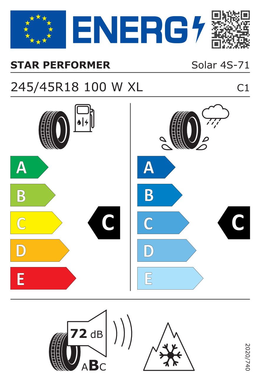 Star Performer Solar - 4S XL 245/45 R18 100W - европейски етикет
