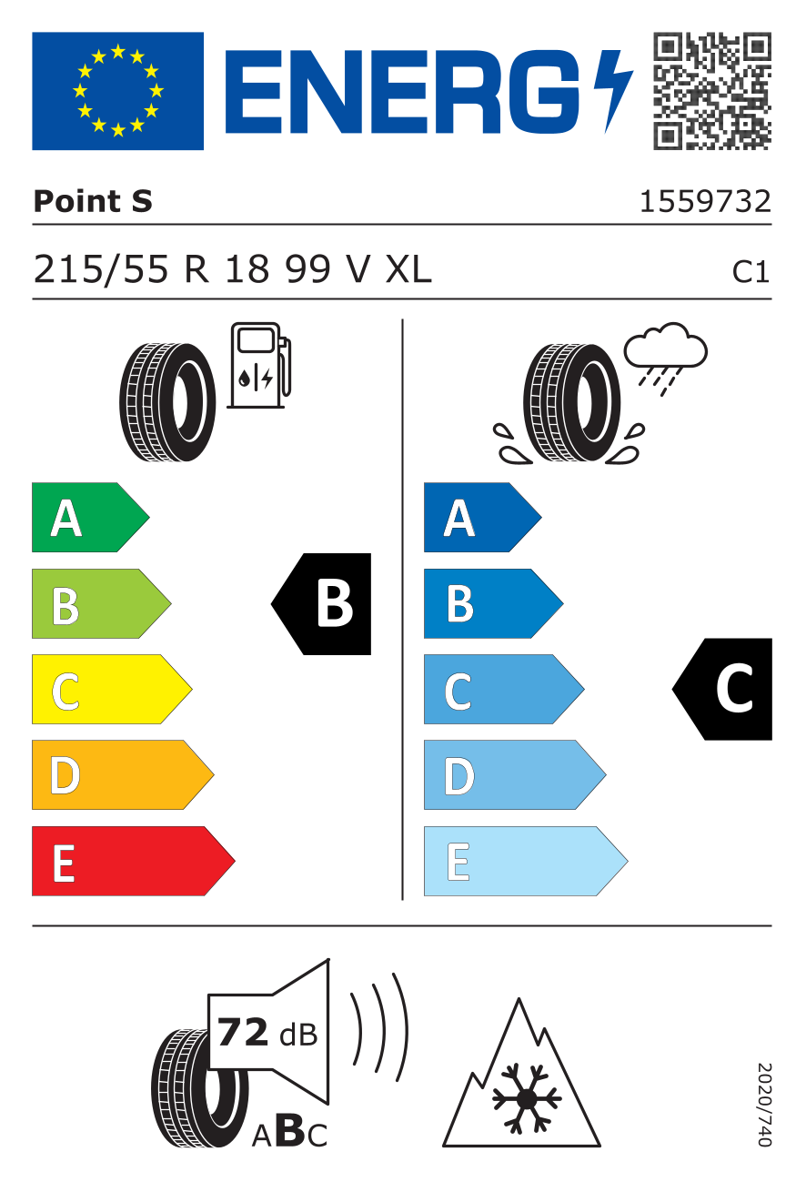 POINT S 4 SEASONS 3 XL EV 215/55 R18 99V - европейски етикет