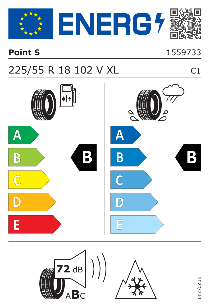 POINT S 4 SEASONS 3 XL EV 225/55 R18 102V - европейски етикет