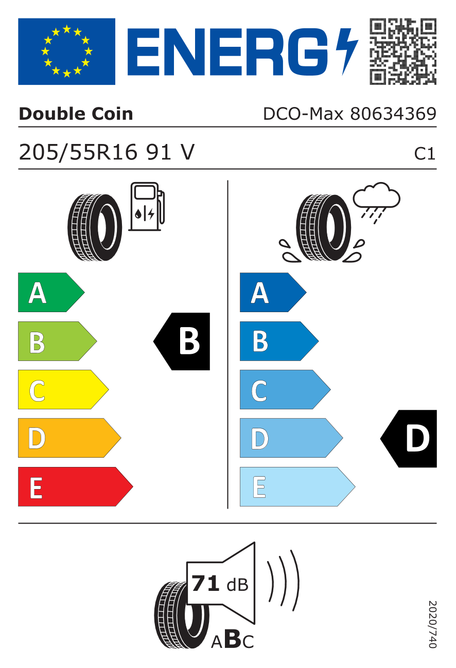 DOUBLE COIN DCO-MAX 205/55 R16 91V - европейски етикет