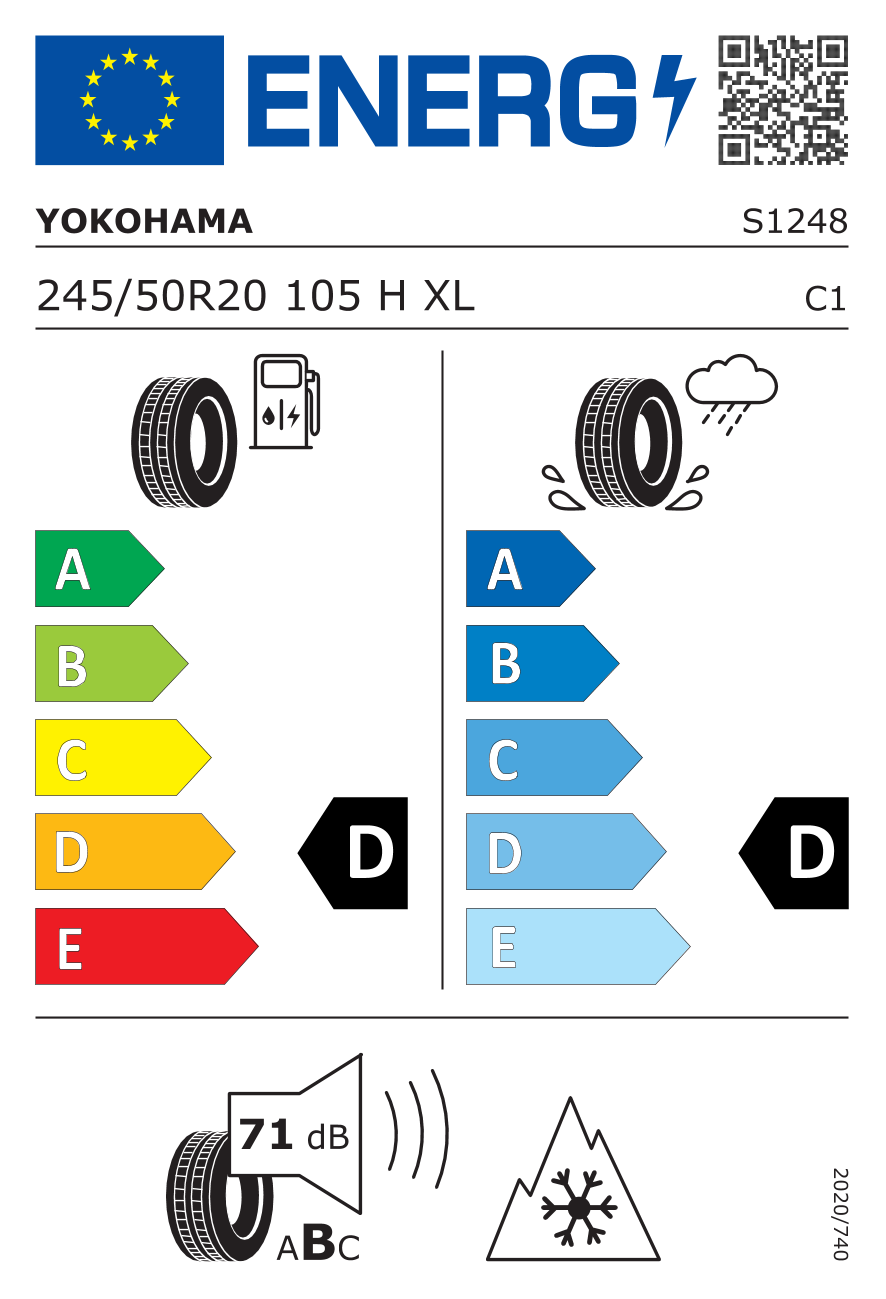 YOKOHAMA GEOL AT4 G018 245/50 R20 105H - европейски етикет