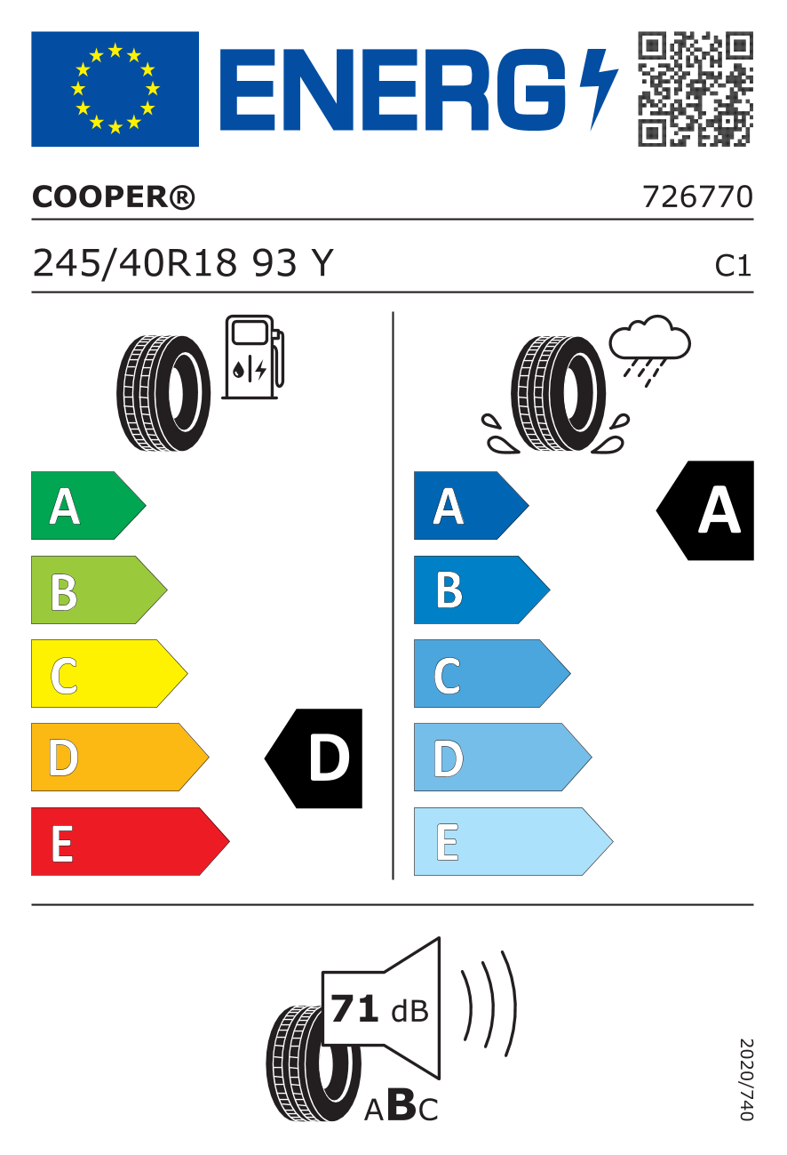 COOPER SUMMER UHP FP 245/40 R18 93Y - европейски етикет