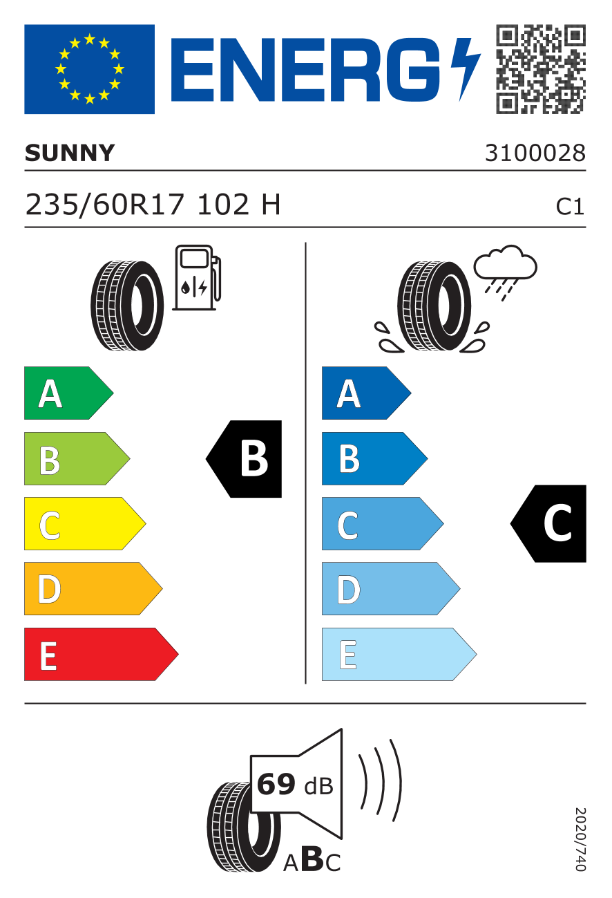 SUNNY NU025 235/60 R17 102H - европейски етикет