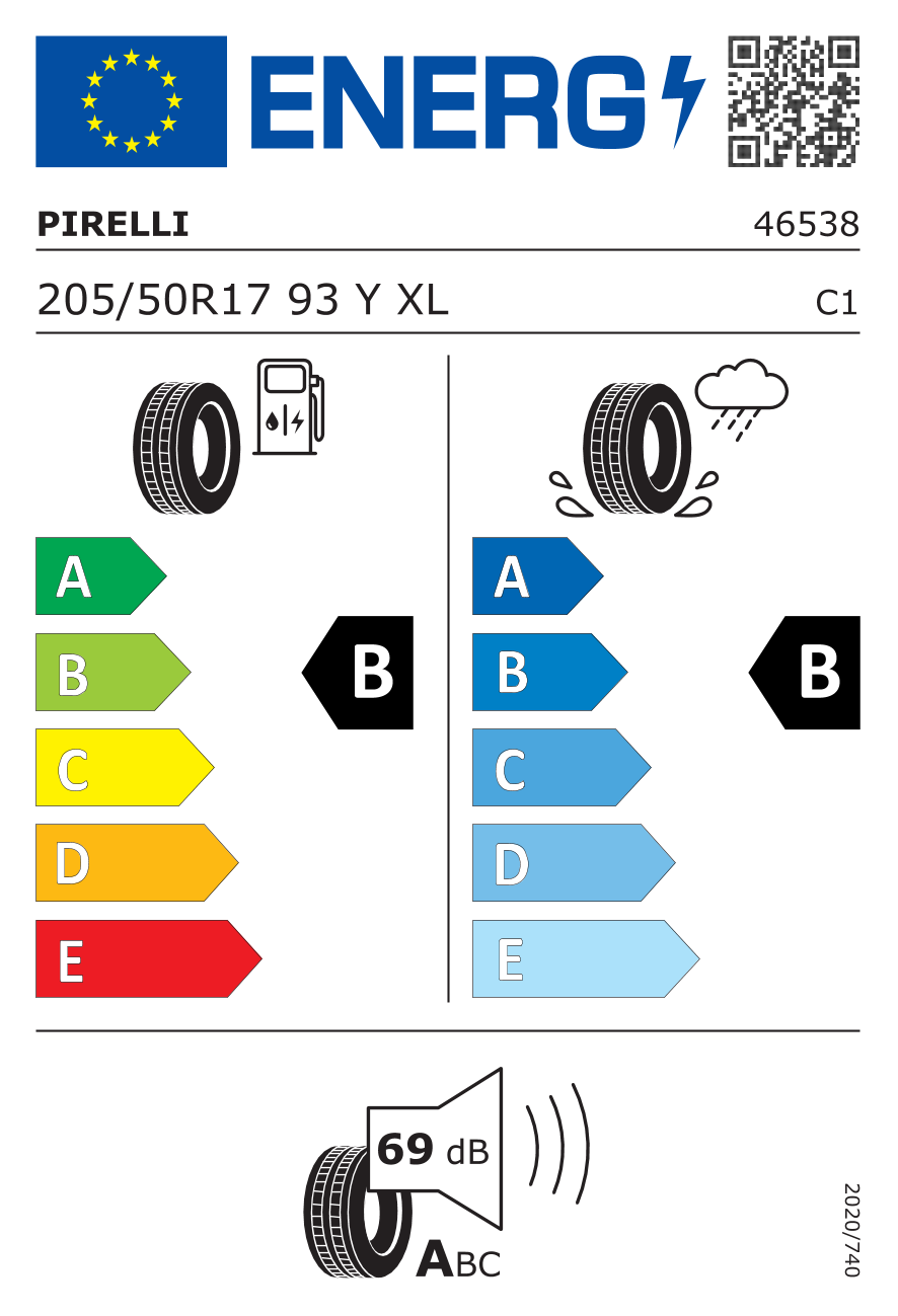 PIRELLI POWERGY 2 205/50 R17 93Y - европейски етикет