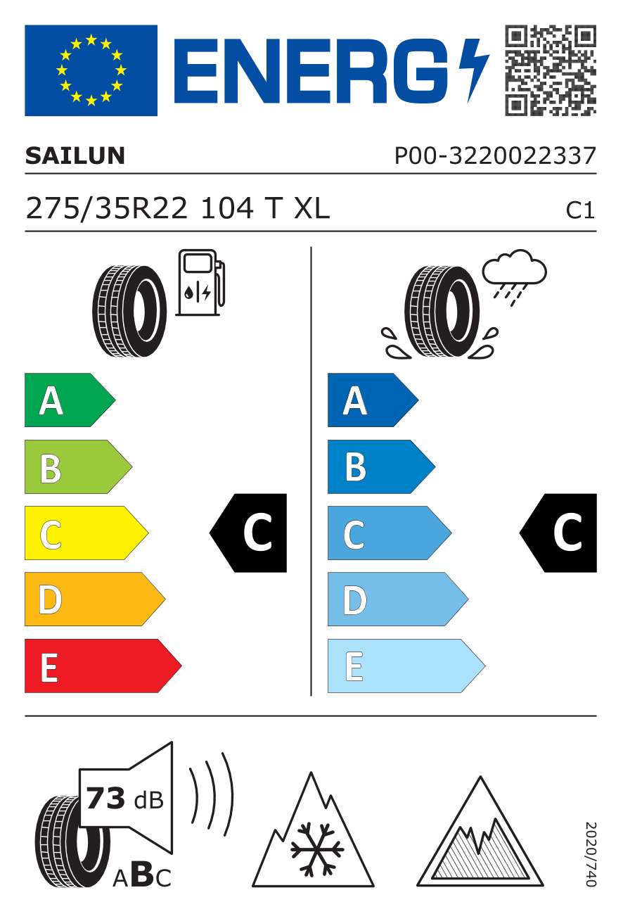 Sailun IceBlazer Spike XL 275/35 R22 104T - европейски етикет