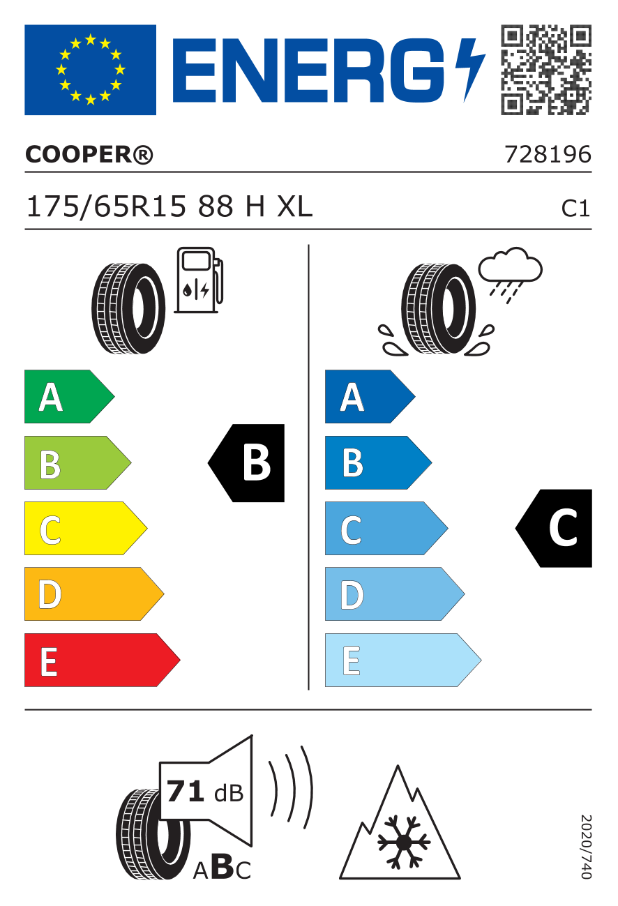 COOPER COOPER ALL SEASON XL 175/65 R15 88H - европейски етикет