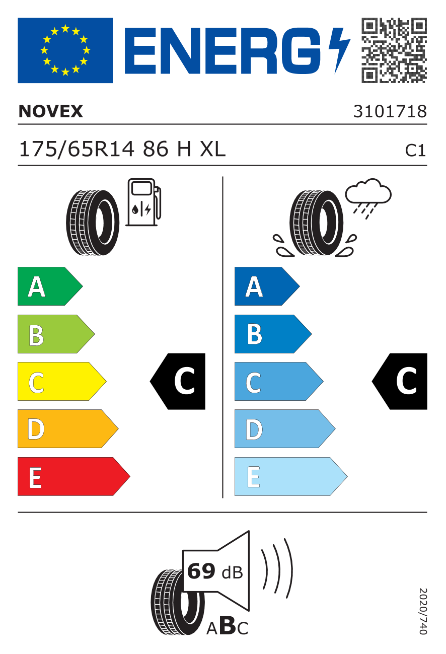 NOVEX SP 5 XL 175/65 R14 86H - европейски етикет
