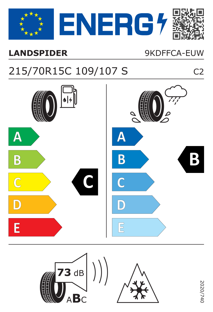 LANDSPIDER Duratraxx VAN AS C PR8 215/70 R15 109S - европейски етикет