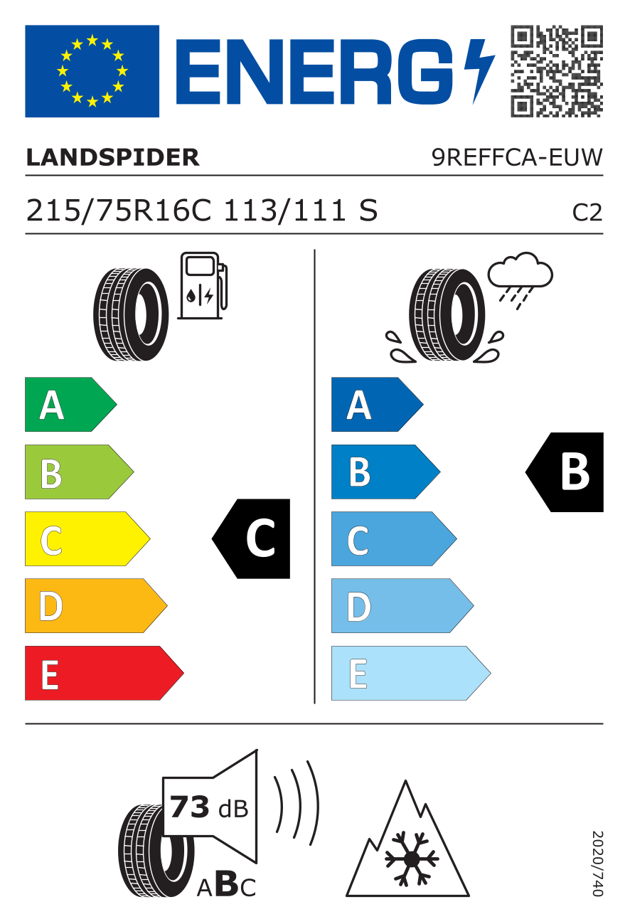 LANDSPIDER Duratraxx VAN AS C PR8 215/75 R16 113S - европейски етикет