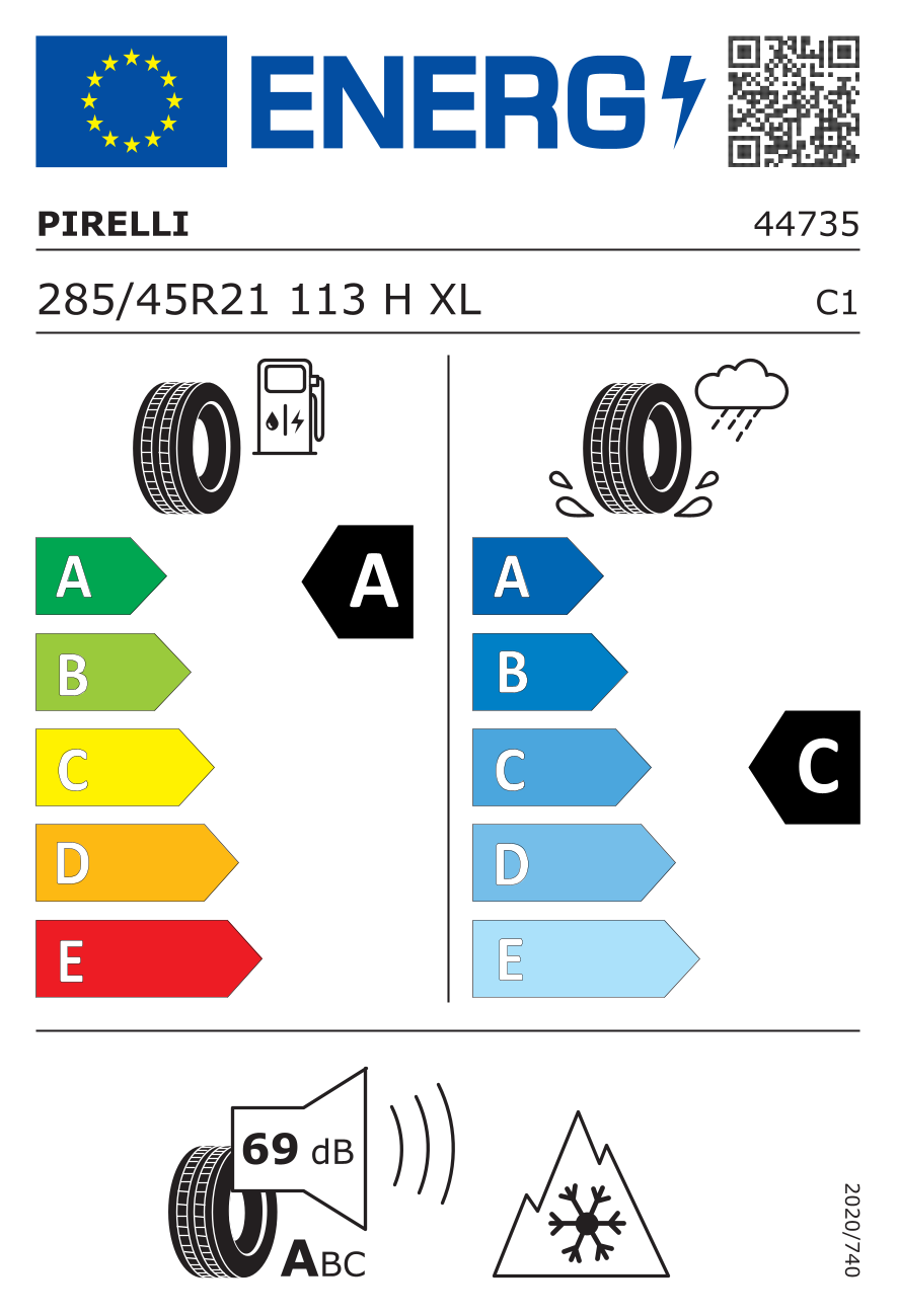 PIRELLI WPZER2ELT XL BMW 285/45 R21 113H - европейски етикет