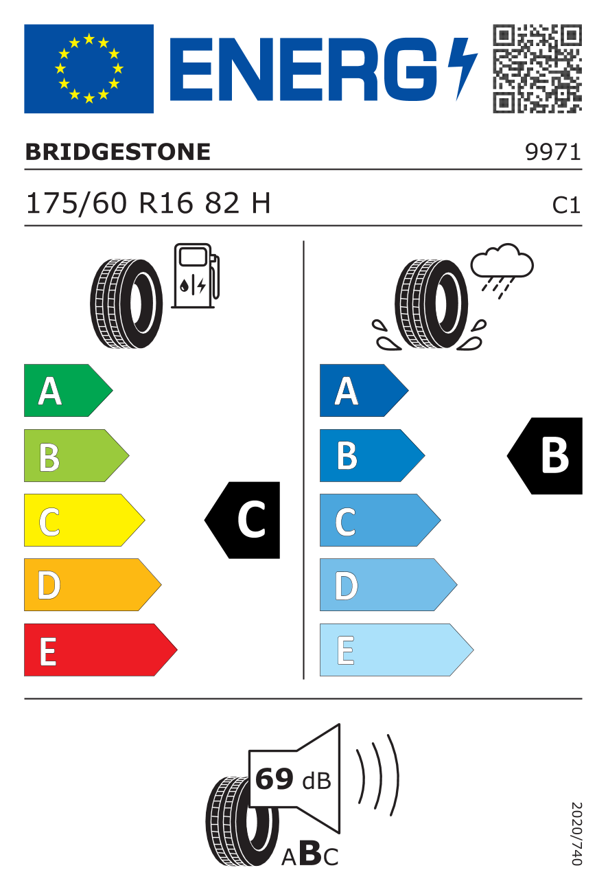BRIDGESTONE EP150 175/60 R16 82H - европейски етикет