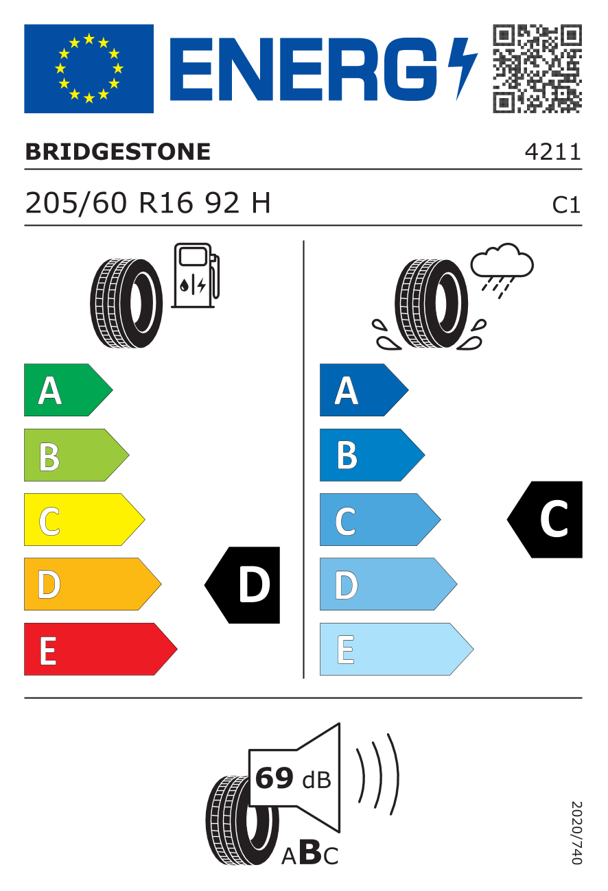 BRIDGESTONE D-SPORTECO BMW 205/60 R16 92H - европейски етикет
